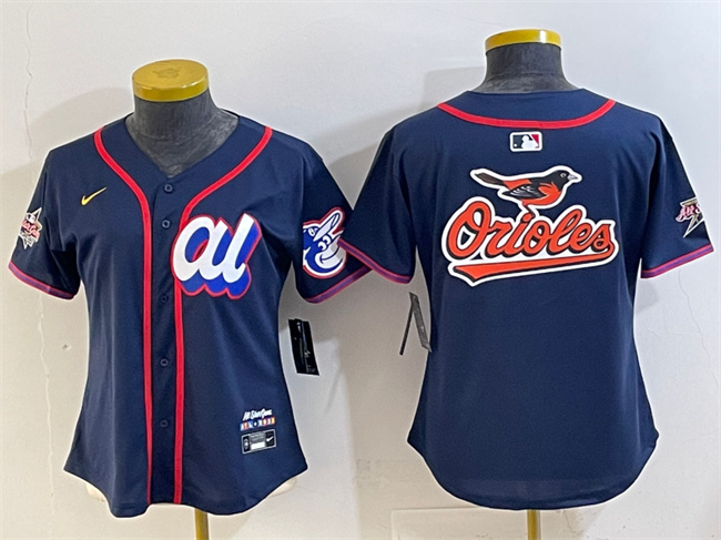 Women's Navy American League Baltimore Orioles Team Big Logo 2025 All-Star Edition Limited Stitched Baseball Jersey(Run Small)